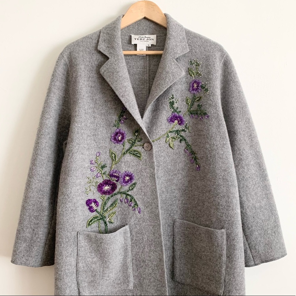 SOLD!Vintage Rickie Freeman for Teri Jon Grey Coat - Picture 9 of 14